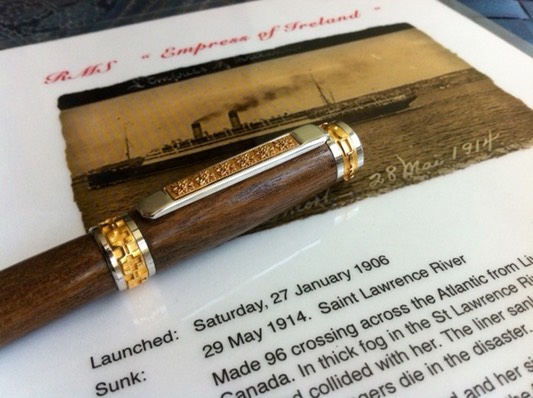 Empress of Ireland , Teak Writing Pen, Rollerball Pen,